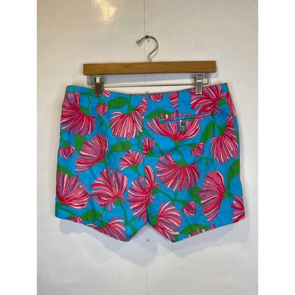 Lilly Pulitzer 10 Tradewinds Kissue Blue Pink Floral Print Resort Shorts - Picture 2 of 7